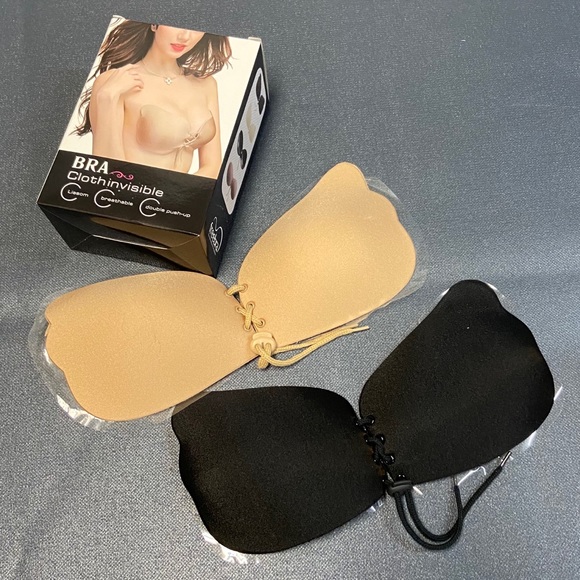 Strapless Self Adhesive Silicone Bra, Push Up Drawstring Invisible Bra - Picture 2 of 7